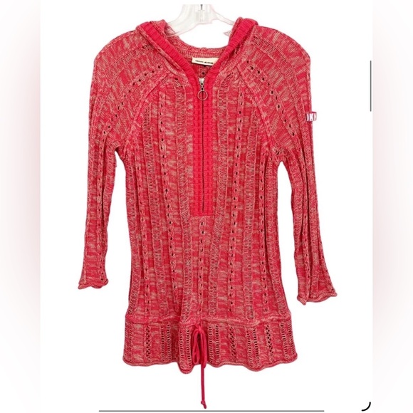 DNKY Sweaters - DKNY  JEANS PETITE Y2K Coral/ Pink Knit Half-Zip Sweater